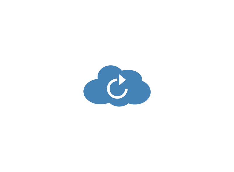 Mann arbeitet am Laptop, vor ihm erscheint ein imaginäres Pop-up mit Cloud-Backup-Symbol