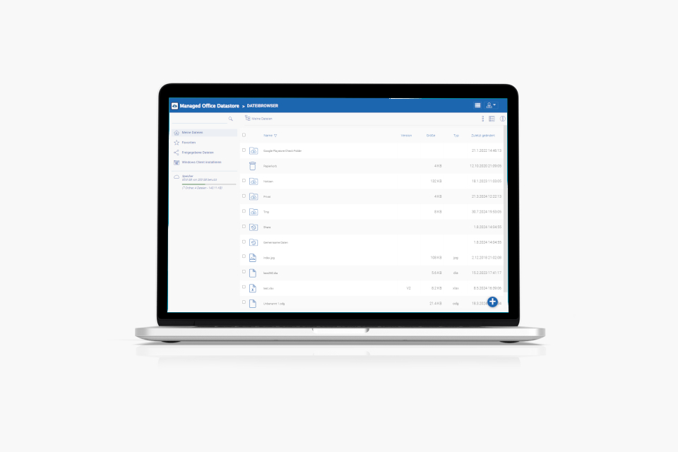 Laptop mit Datastore Dateizugriff